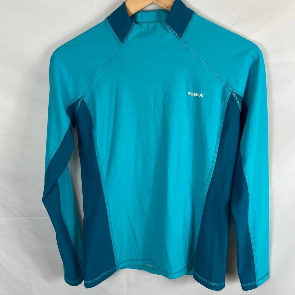 Reebok Long Sleeve Mock Neck Top Blue Size Medium